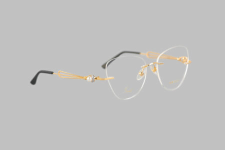 18kt gold rimless frame glasses women