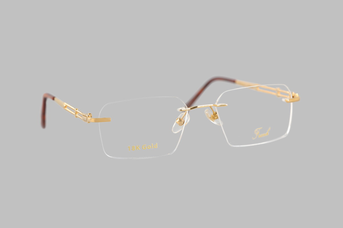 18k gold rimless frame glasses men's