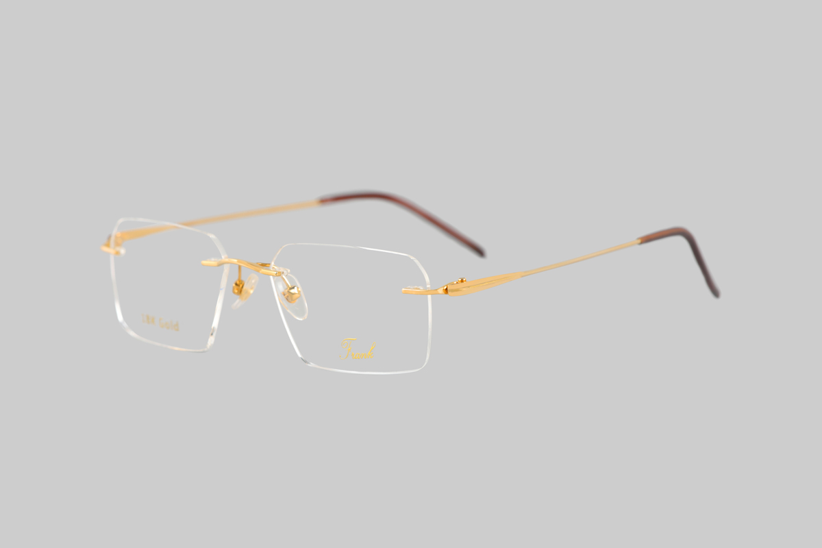 18k gold rimless eyewear