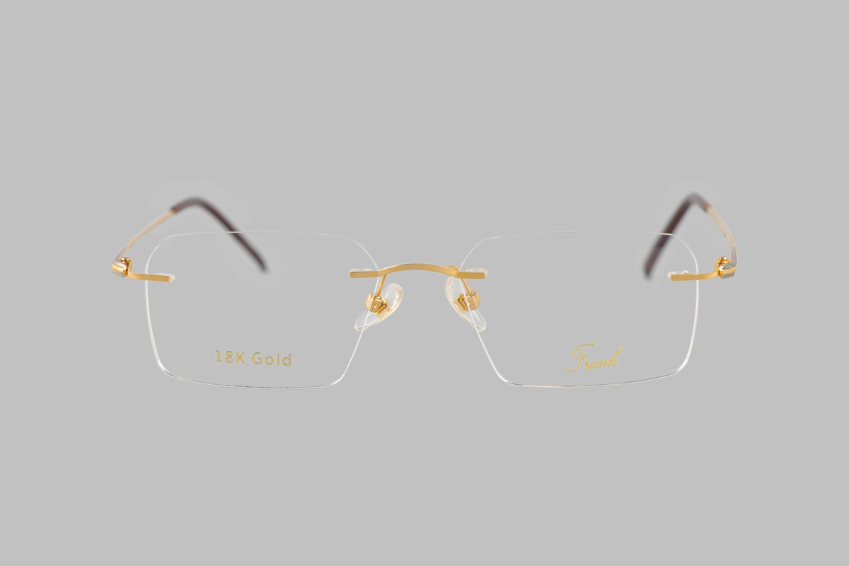 18k gold rimless eyewear