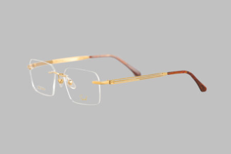 18k gold rimless eyewear frame