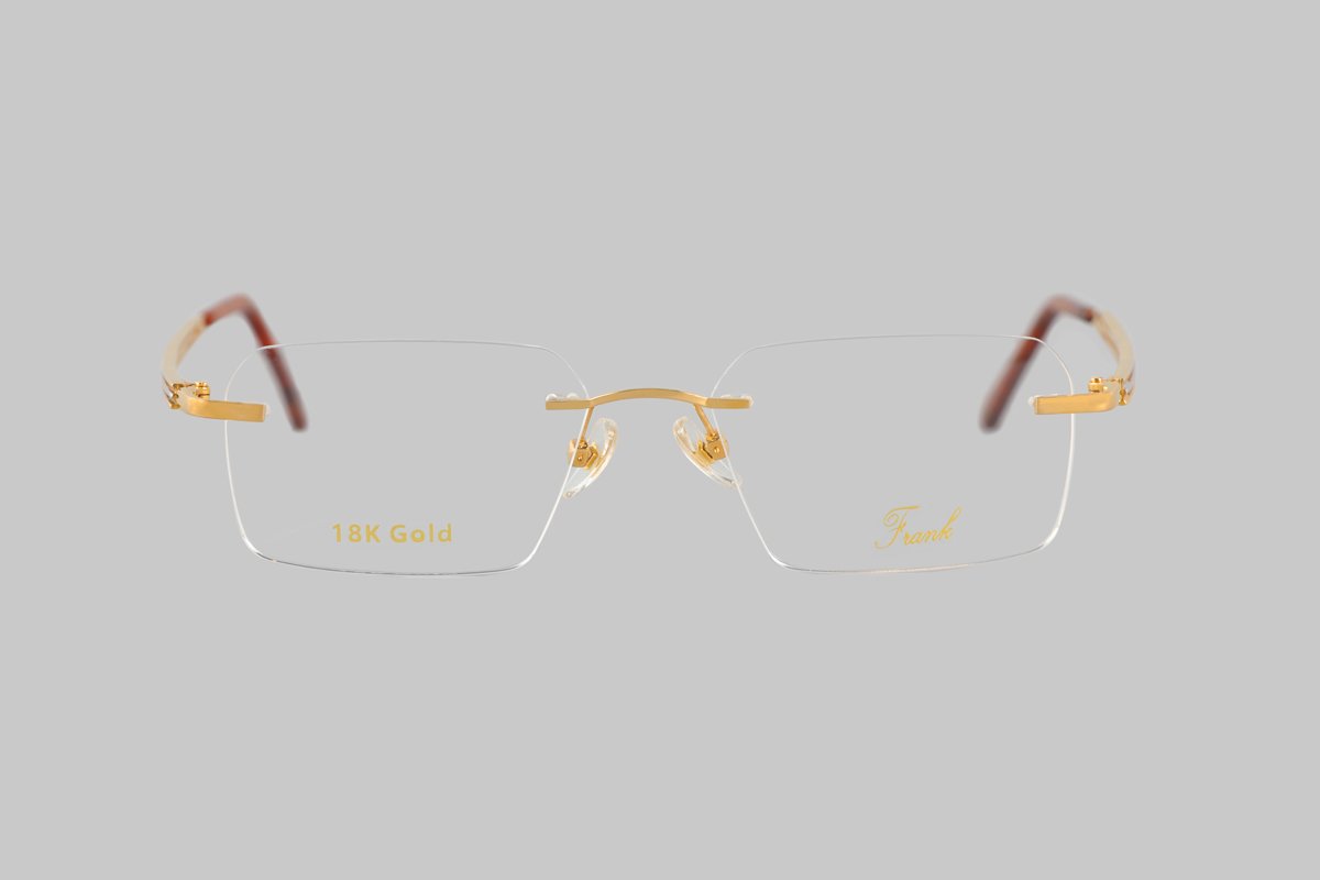 18k gold rimless frame glasses
