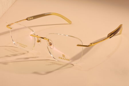 mens gold rimless glasses