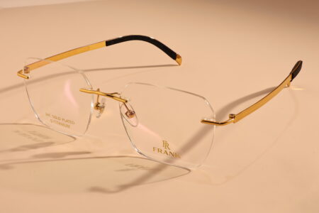 clear rimless glasses gold frame