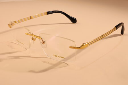 rimless glasses gold frame